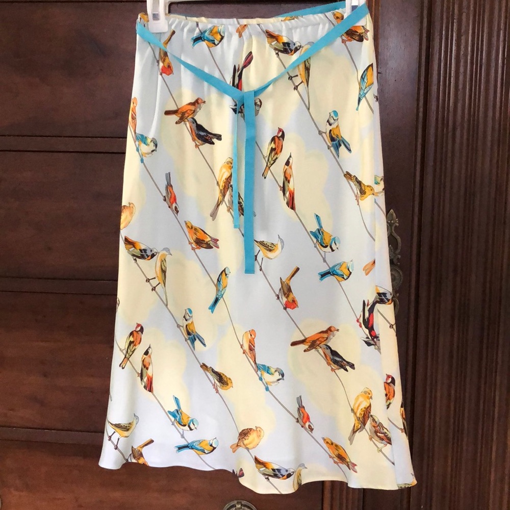 Odille by Anthro silk bird skirt